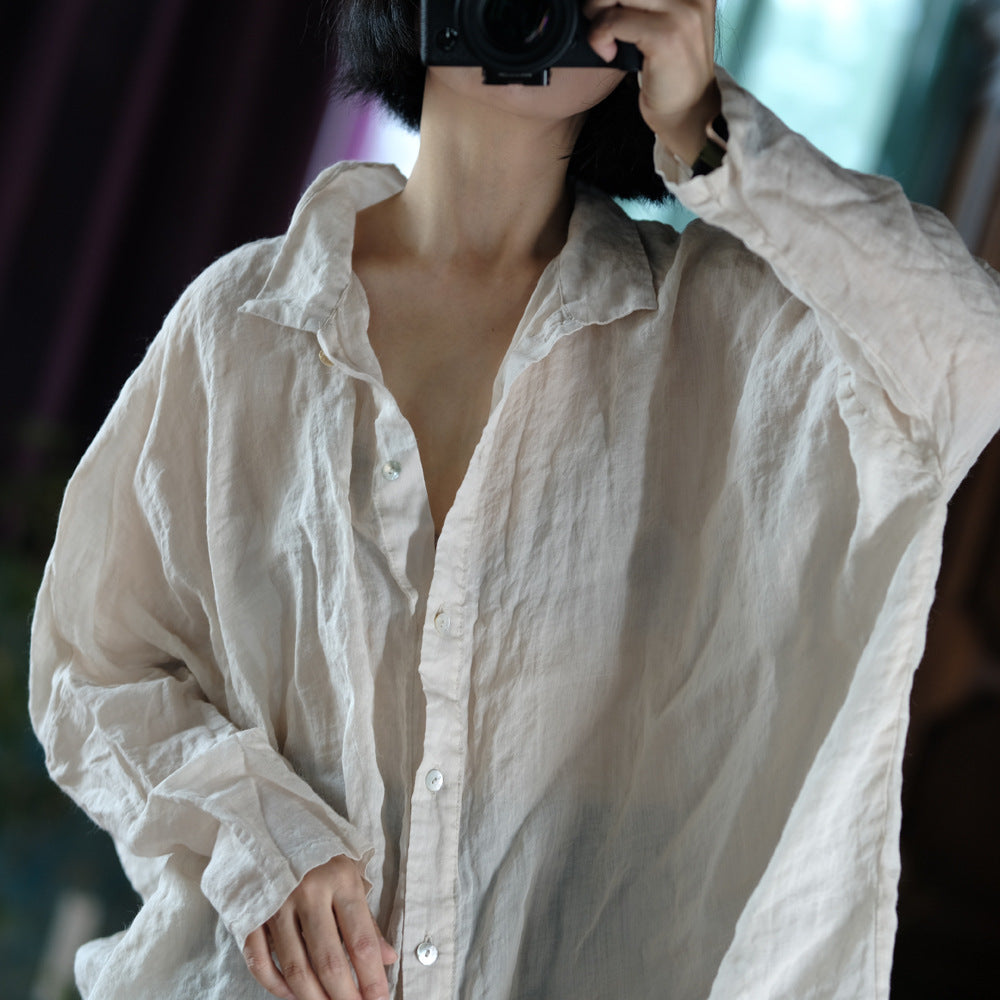 Camisa vintage de lino de gran tamaño