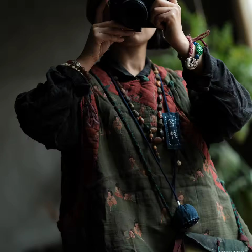 Chaleco de lino con figura vintage