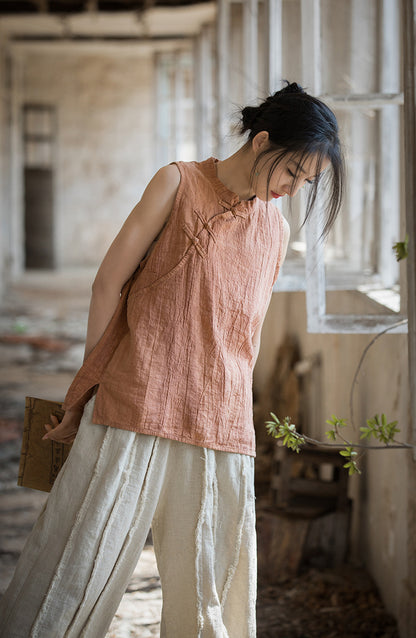 Blusa de lino con cruces vintage