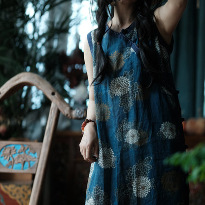 Blue Reverie Floral Cotton Midi Dress