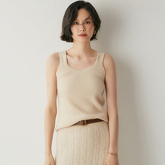 Blusa elegante sin mangas de cachemira