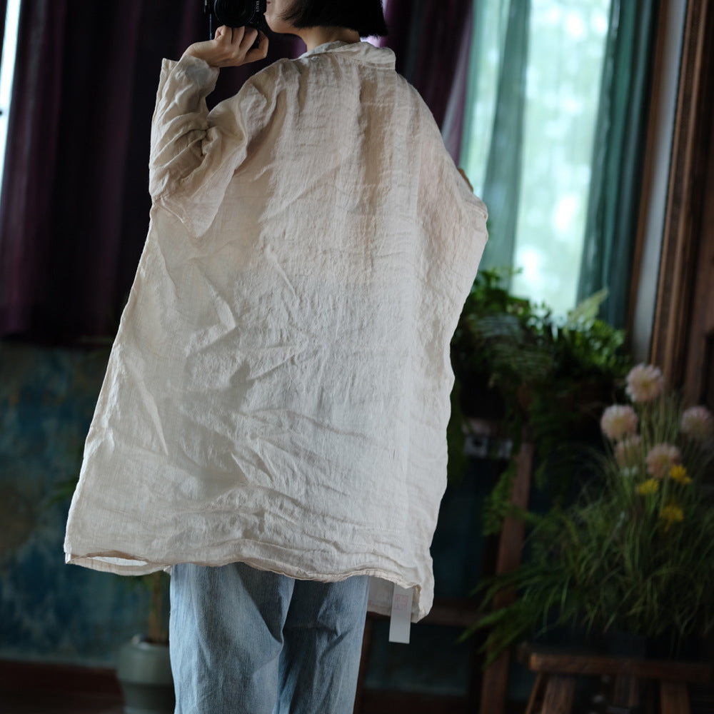 Camisa vintage de lino de gran tamaño