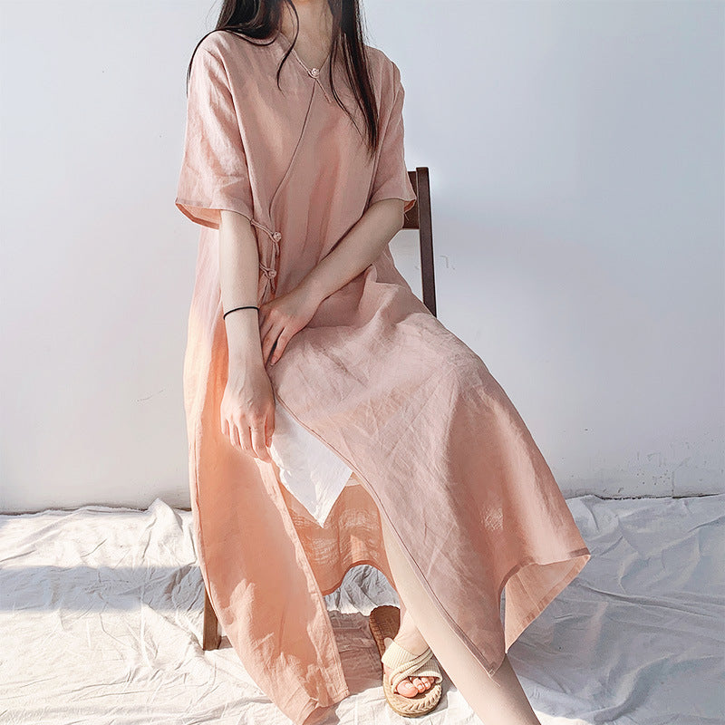 Túnica vintage de ramio con cuello en V