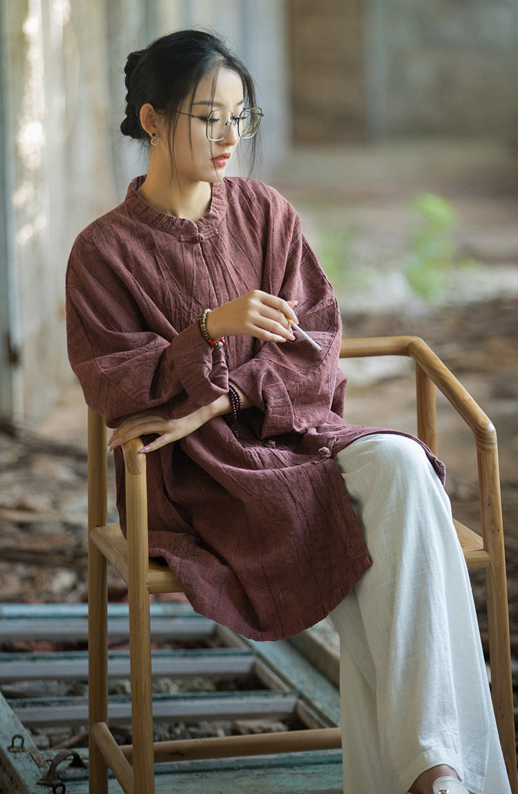 Camisa larga de lino Vintage Harmony