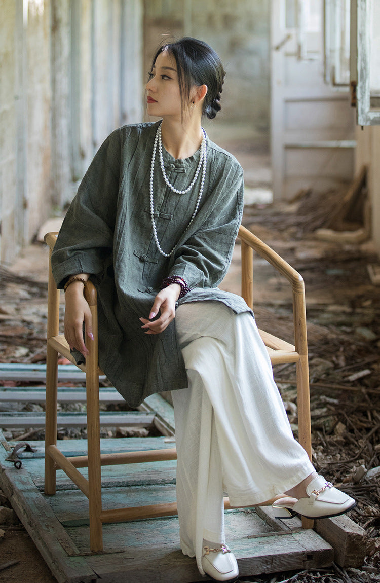 Camisa larga de lino Vintage Harmony