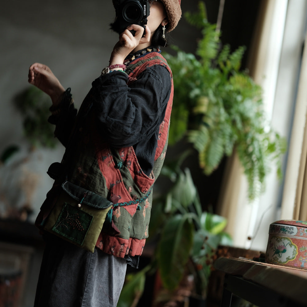 Chaleco de lino con figura vintage