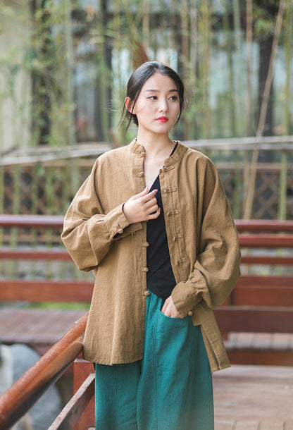 Chaqueta de lino de gran tamaño Nature