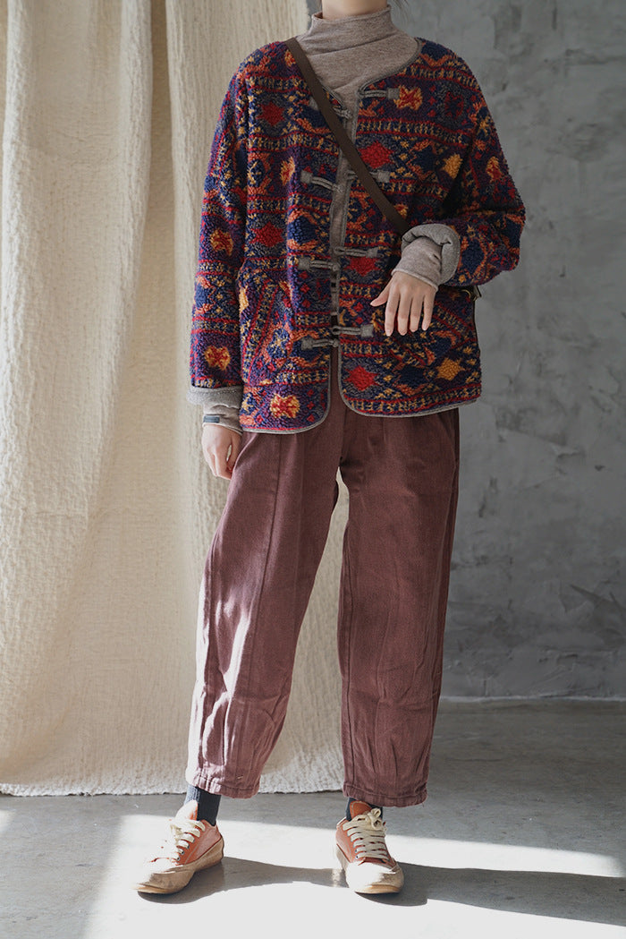 Chaqueta vintage con estampado étnico