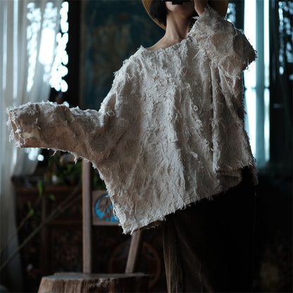 Blusa de lino patchwork crudo