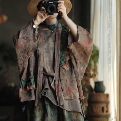 Quimono floral de lino Vintage Bloom