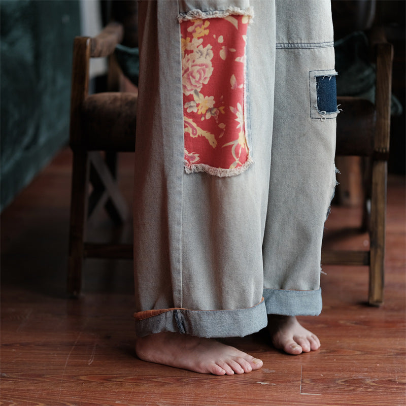 Pantalones vaqueros de patchwork Vintage Bloom