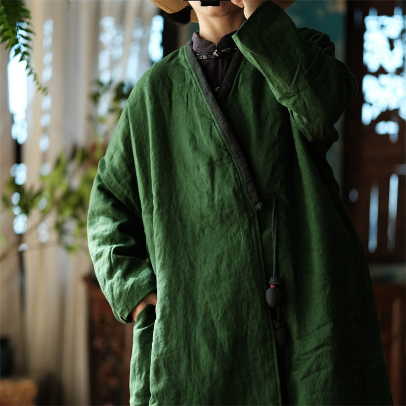 Chaqueta de lino vintage con accesorios de tela para atar