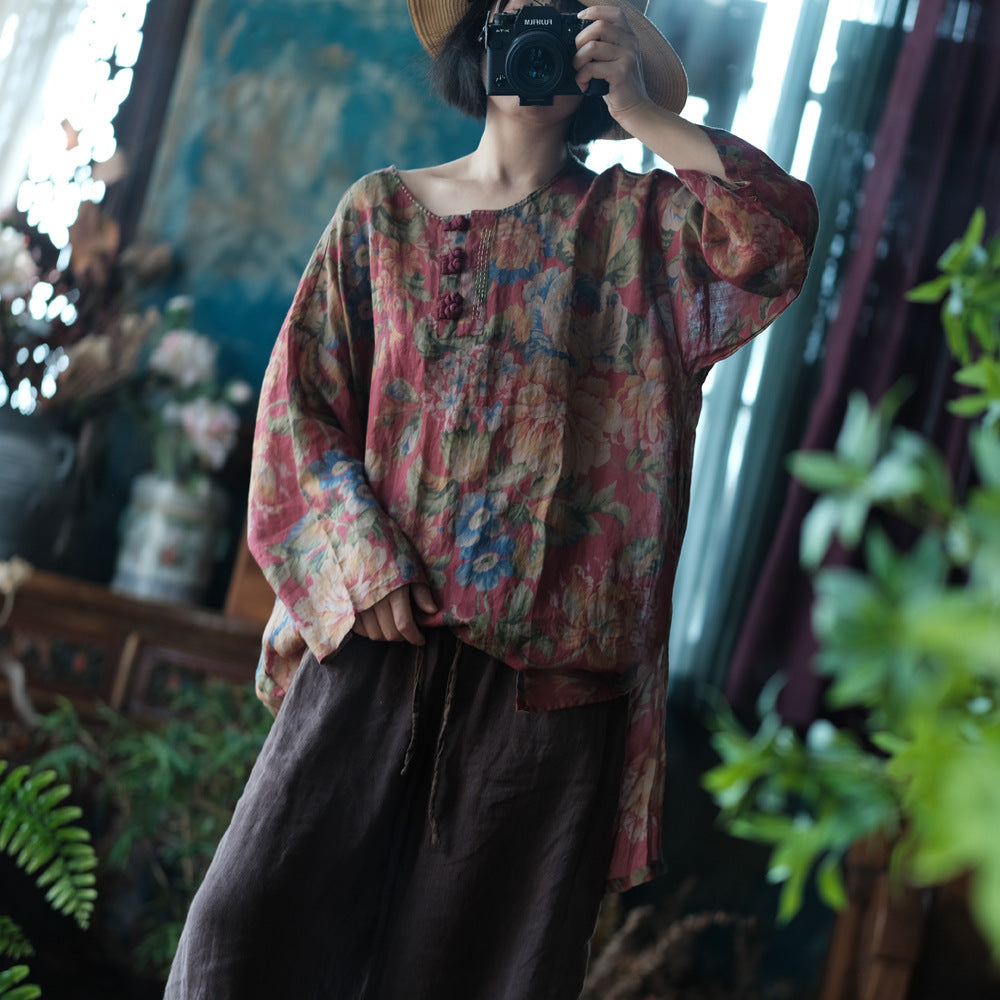 Women's Vintage Ramie Blouse | Oversized Lightweight Natural Shirt