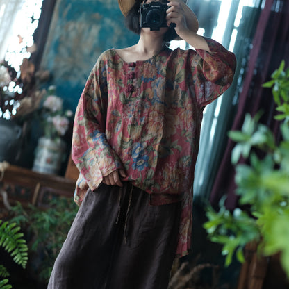 Women's Vintage Ramie Blouse | Oversized Lightweight Natural Shirt