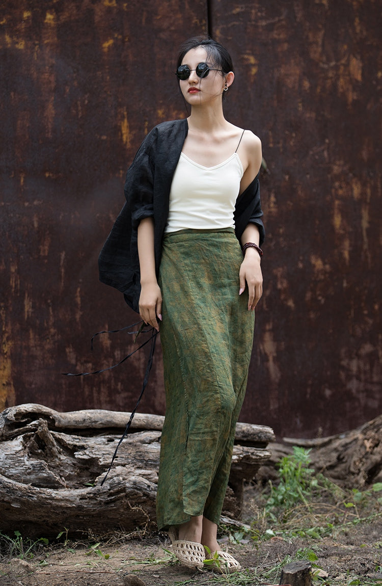 Falda cruzada vintage de lino