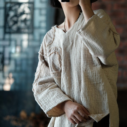Blusa vintage de ramio bordada