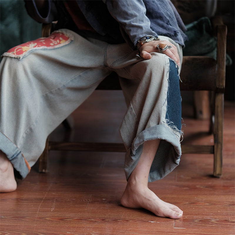 Pantalones vaqueros de patchwork Vintage Bloom