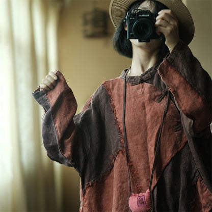 Vestido de lino con patchwork vintage