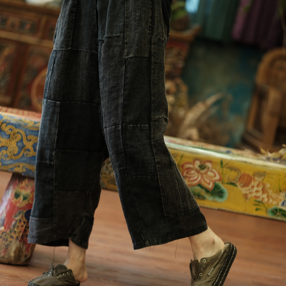 Pantalones de primavera de patchwork vintage
