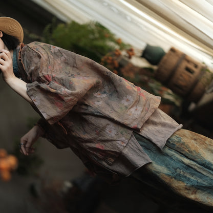 Quimono floral de lino Vintage Bloom