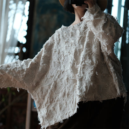 Blusa de lino patchwork crudo