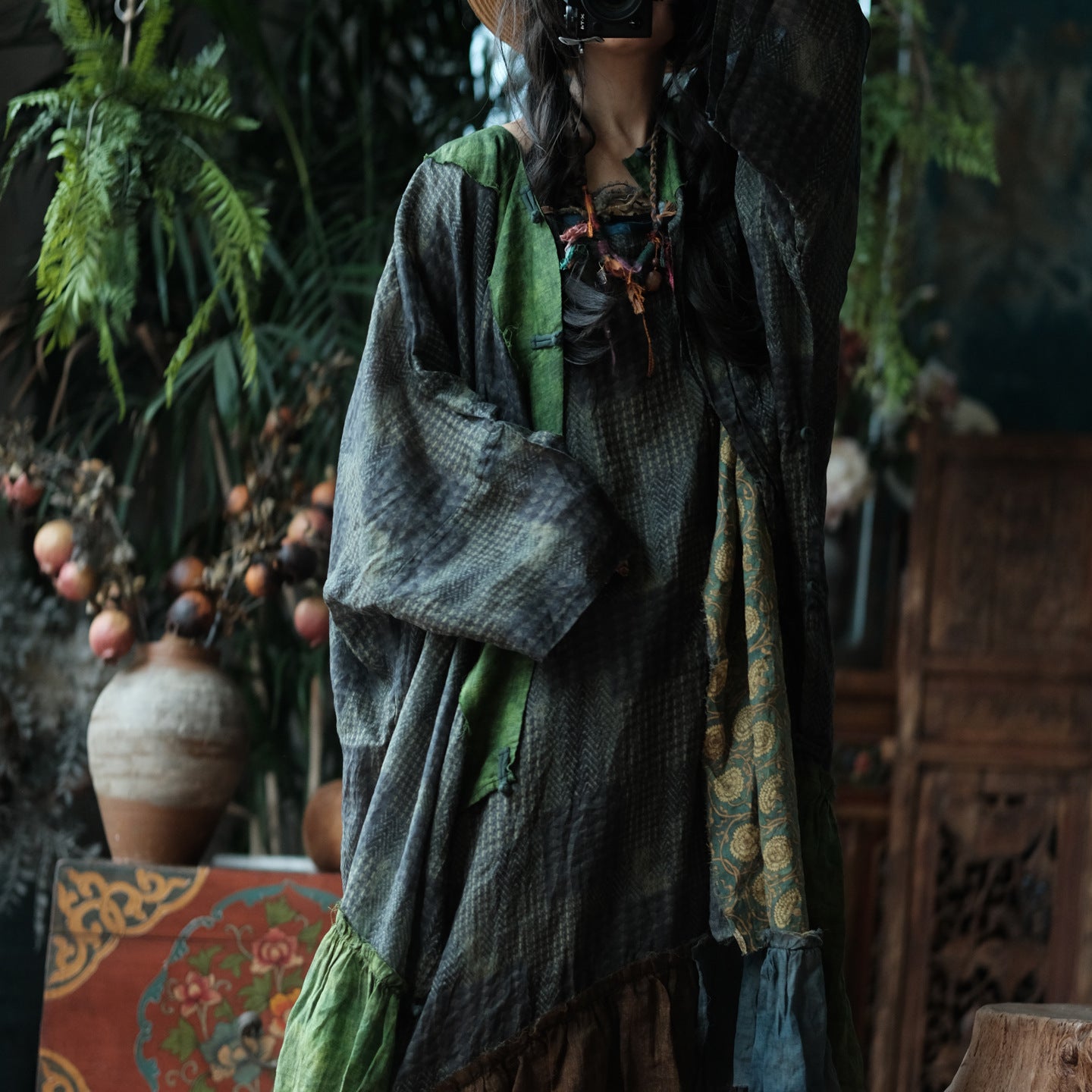 Forest Patchwork Ramie Dress