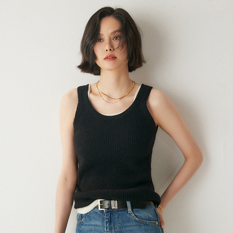 Blusa elegante sin mangas de cachemira