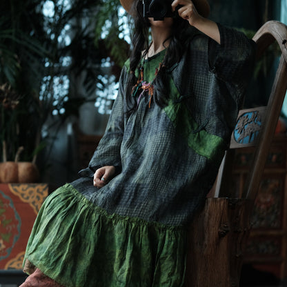 Vestido de ramio Forest Patchwork
