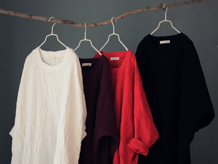 Túnica bordada de algodón y lino de gran tamaño