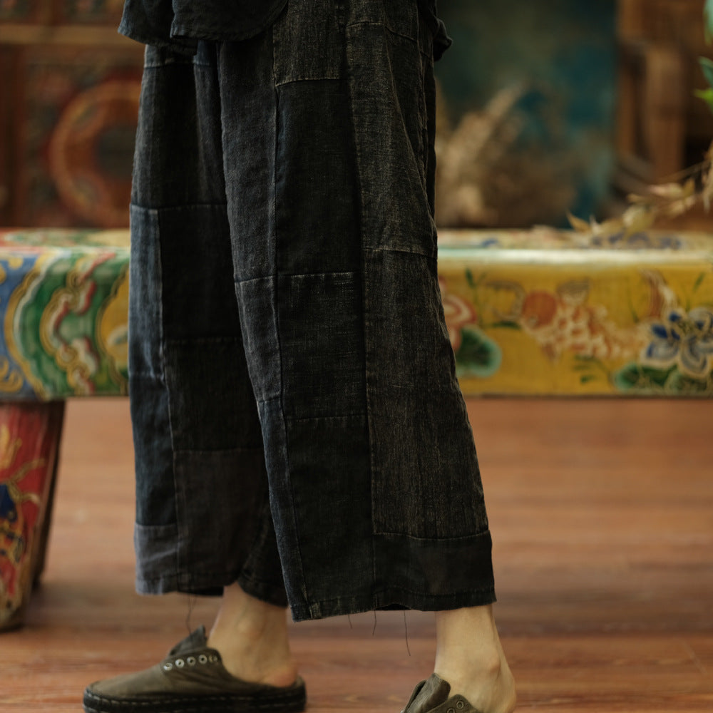 Pantalones de primavera de patchwork vintage