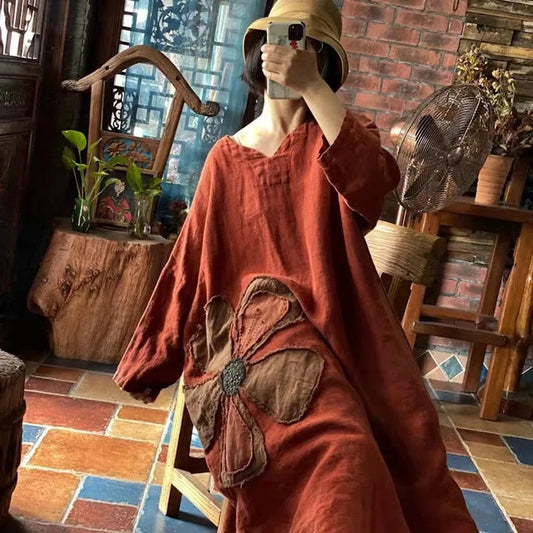 Vestido vintage de patchwork con flores