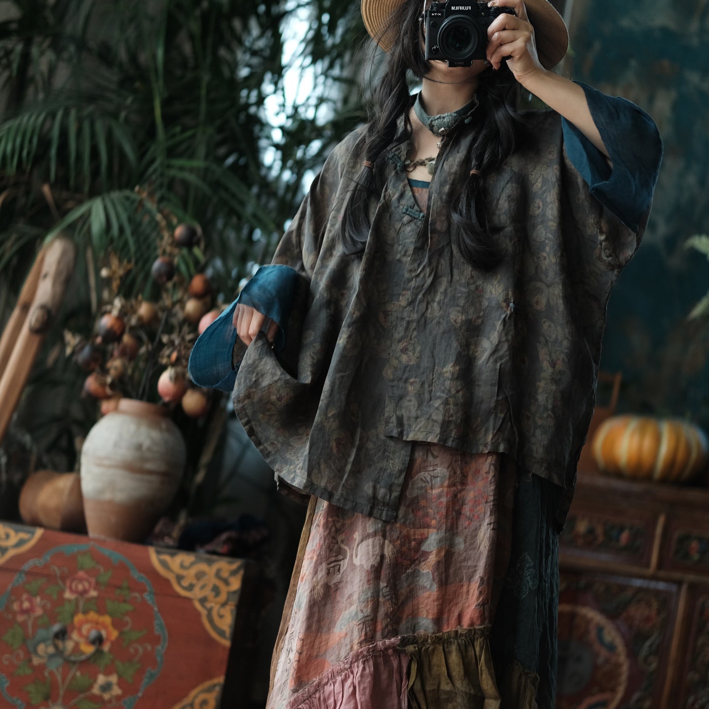 Vintage Forest Ramie Blouse