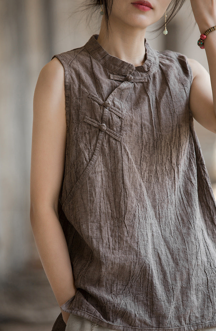 Blusa de lino con cruces vintage