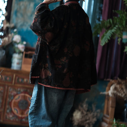 Chaqueta vintage de terciopelo con estampado floral