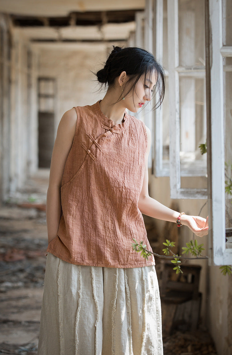 Blusa de lino con cruces vintage