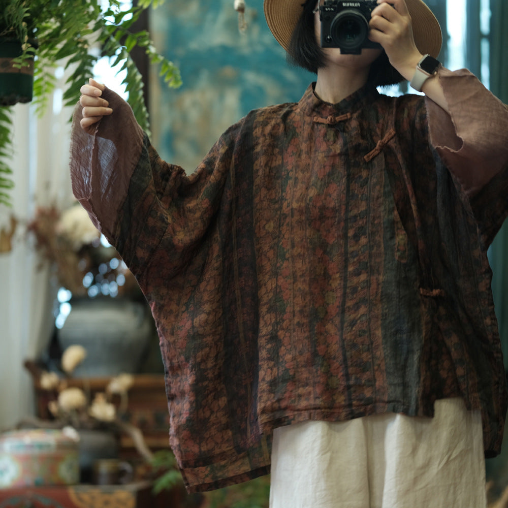 Blusa vintage de ramio tierra