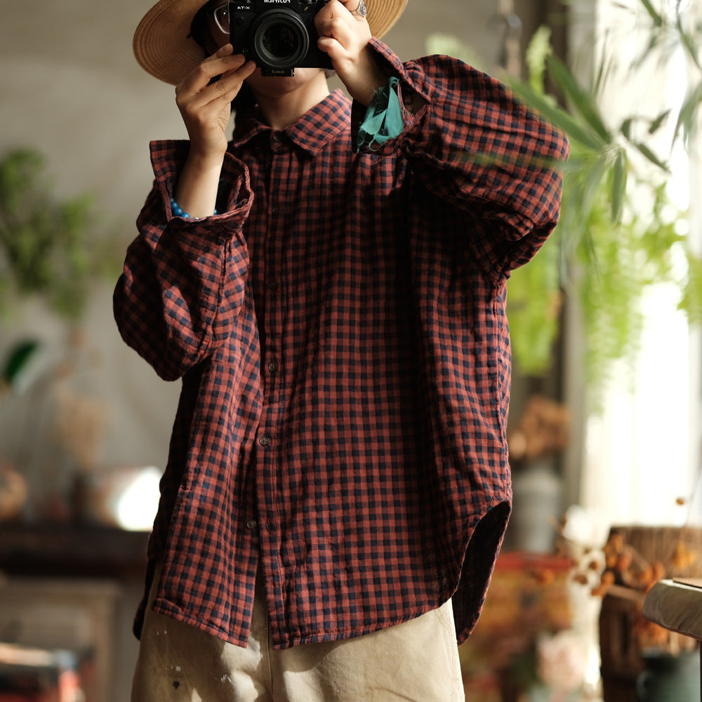 Vintage Plaid Linen Shirt