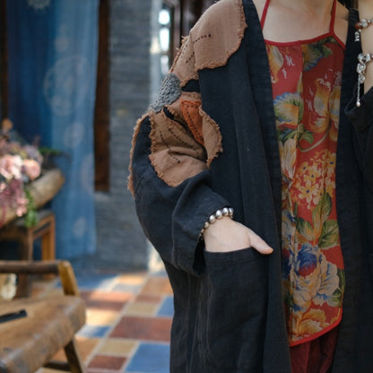 Vestido de lino con patchwork vintage
