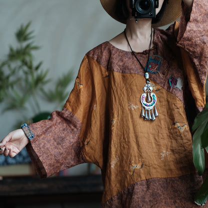 Blusa de ramié con mosaico vintage