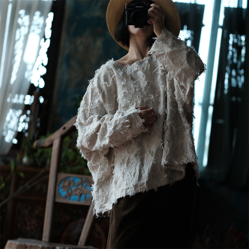 Blusa de patchwork color crudo