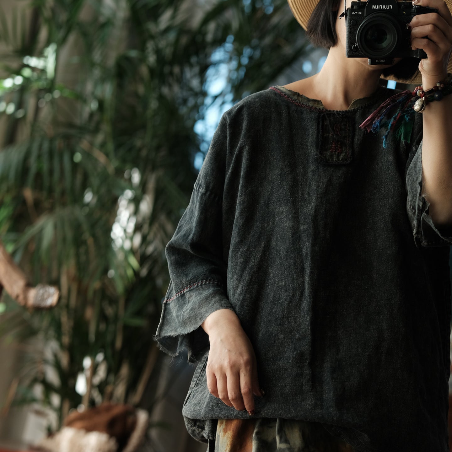 Midnight Linen Blouse