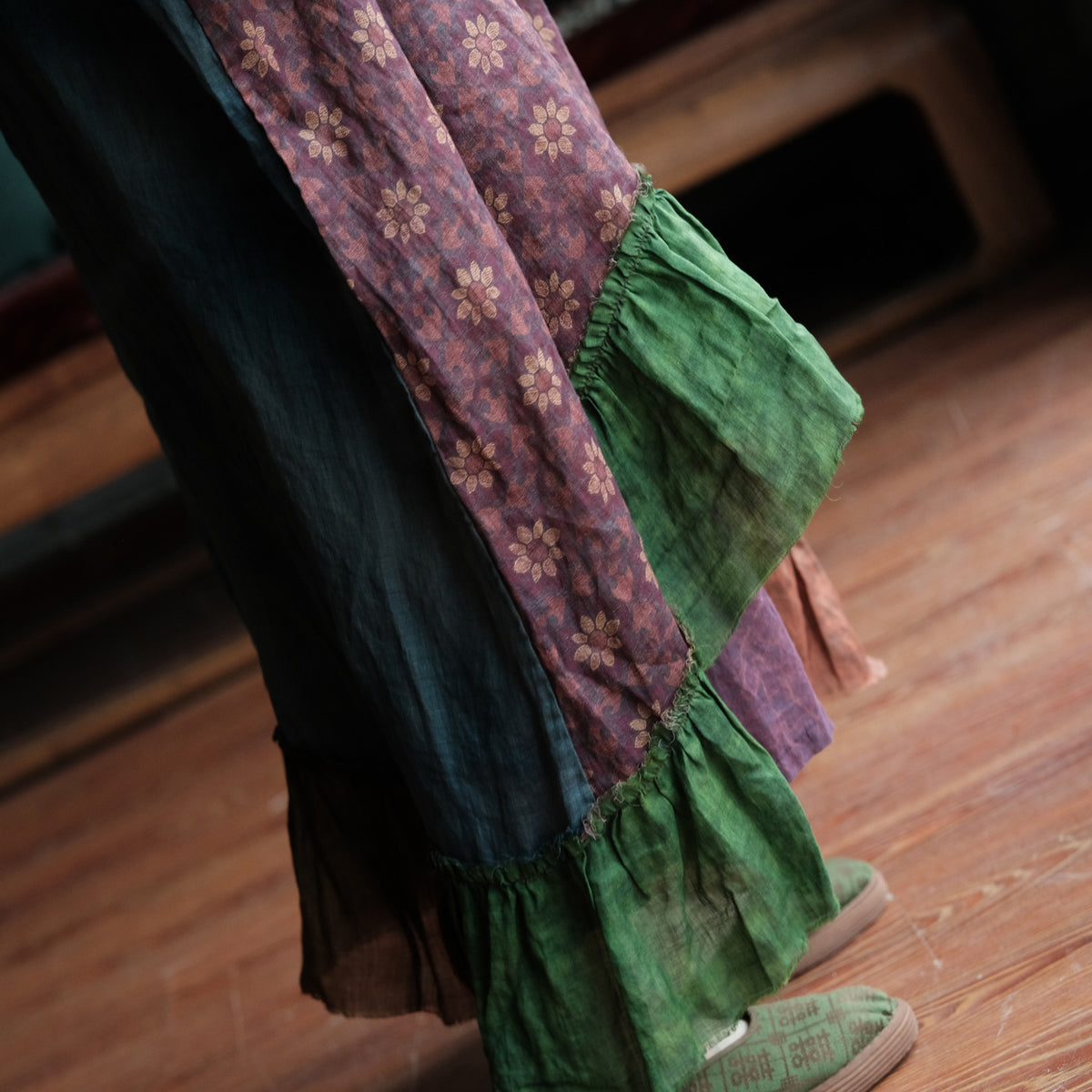 Mori Garden Patchwork Ramie Maxi Dress