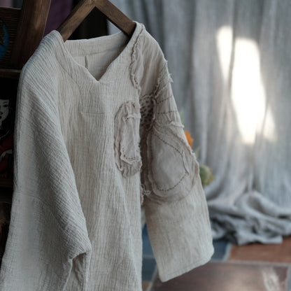 Blusa vintage de ramio bordada