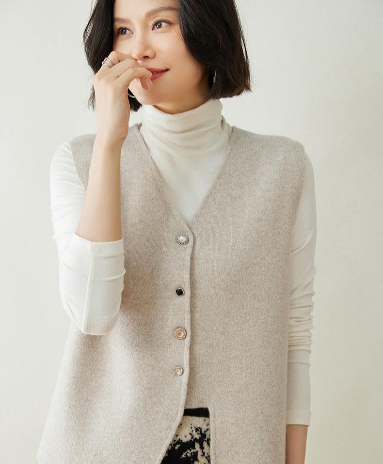 Chaleco vintage de lana y cachemira con detalle de botones