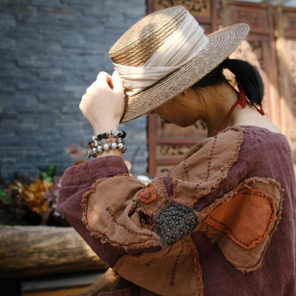 Vestido de lino con patchwork vintage