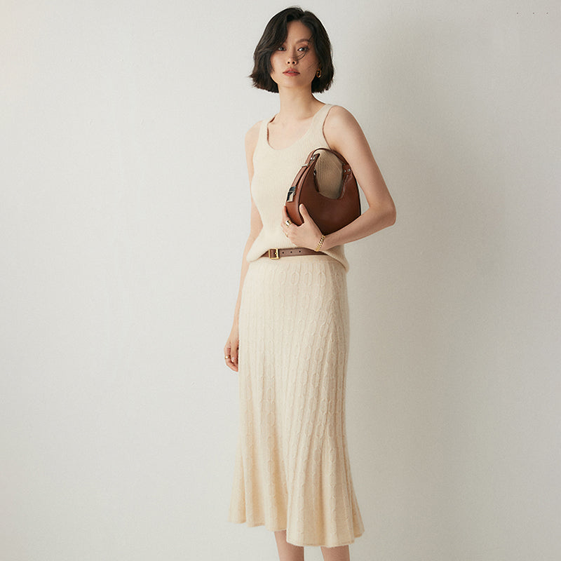 Blusa elegante sin mangas de cachemira