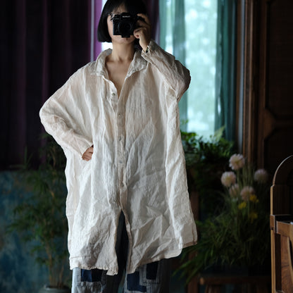 Camisa vintage de lino de gran tamaño