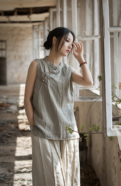 Blusa de lino con cruces vintage