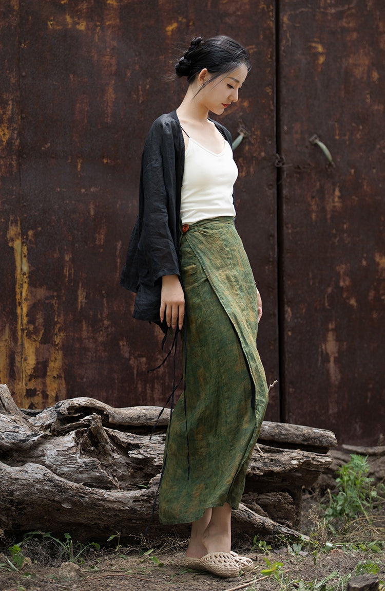 Falda cruzada vintage de lino