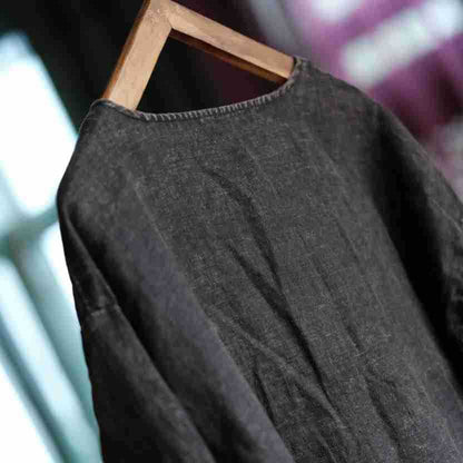 Camisa oversized de lino Vintage Breeze - Blusa ligera para mujer